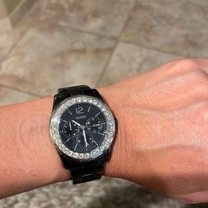 Black bejeweled watch